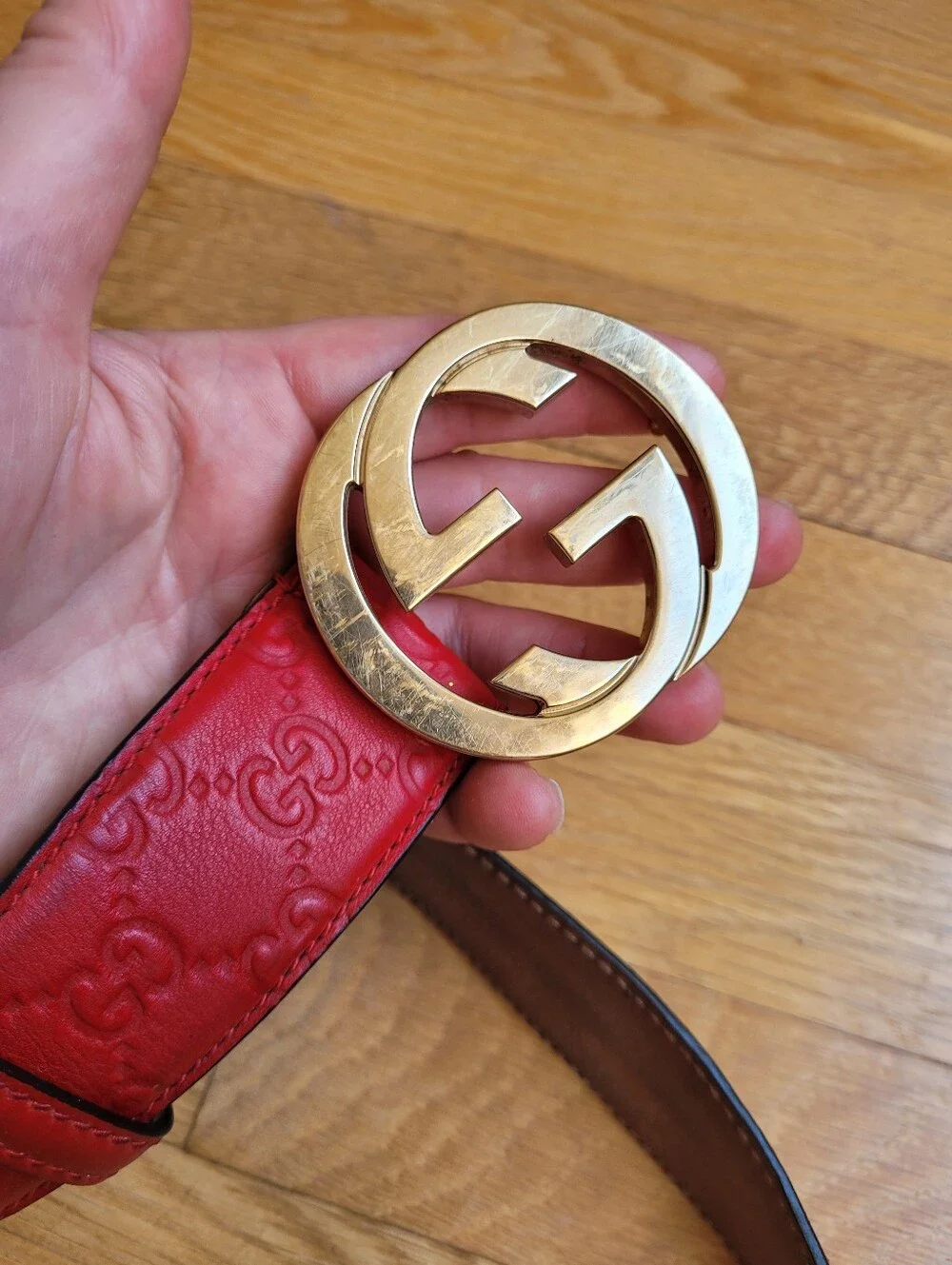 Gucci GG Embossed Leather Belt 114876